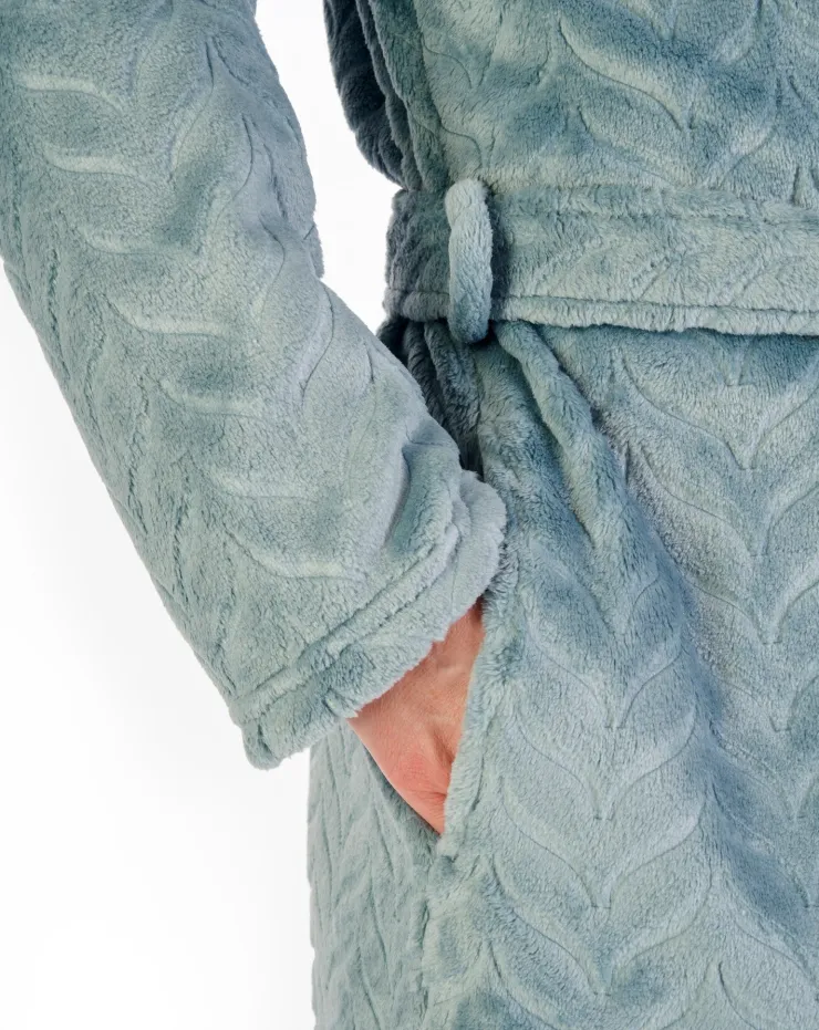 Embossed Pattern Fleece 46" Shawl Collar Wrap HC06318