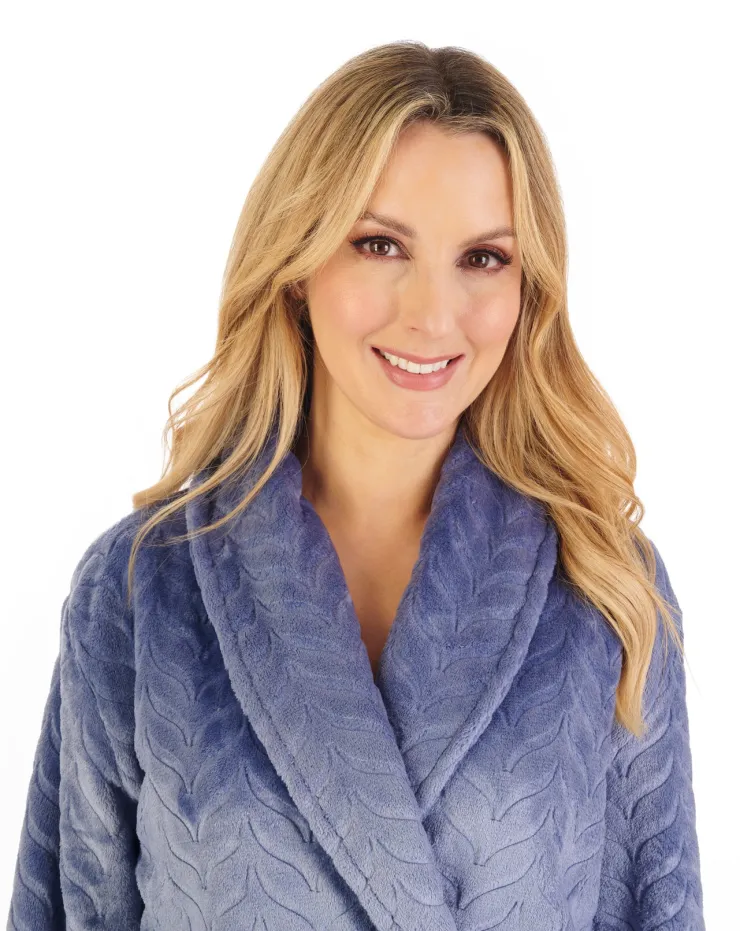 Embossed Pattern Fleece 46" Shawl Collar Wrap HC06318