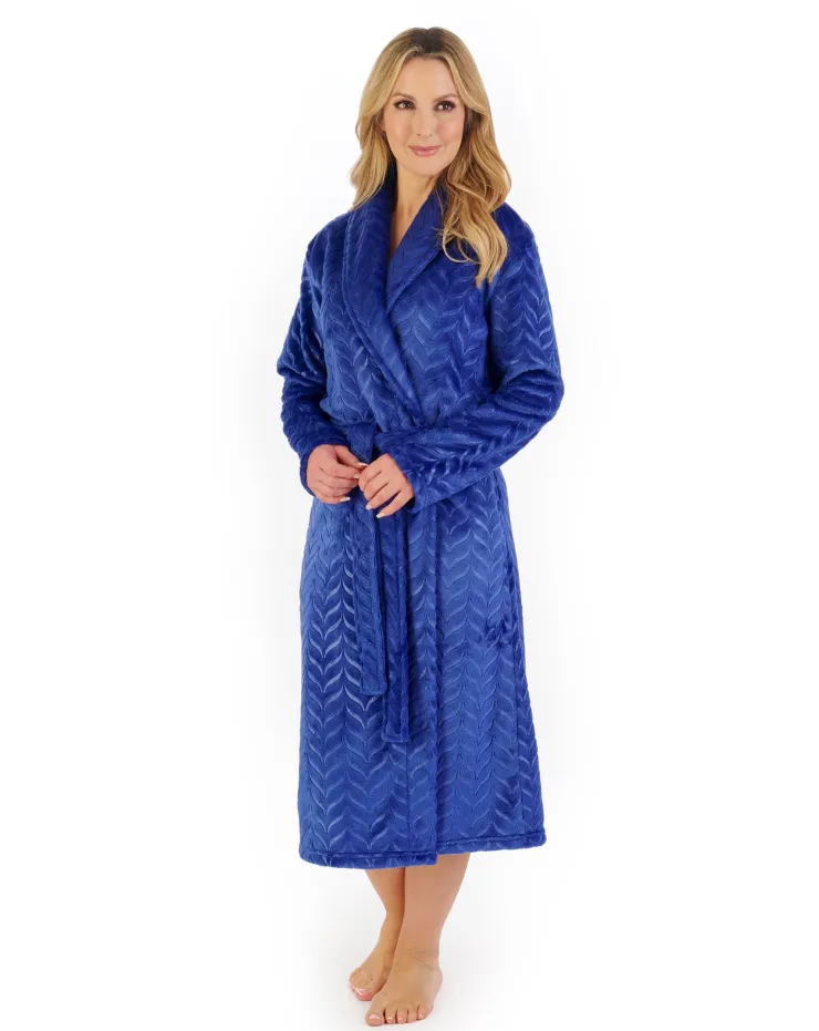 Embossed Pattern Fleece 46" Shawl Collar Wrap HC06318