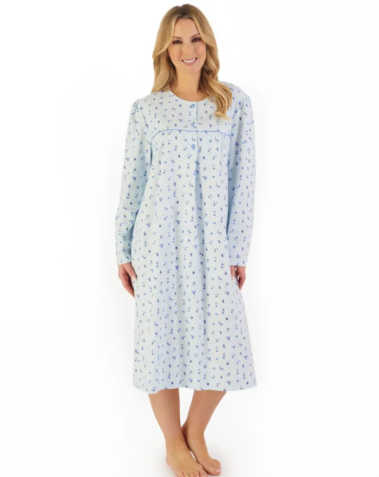 Floral Printed Luxury Flannel 43" Woven Nightdress ND06210