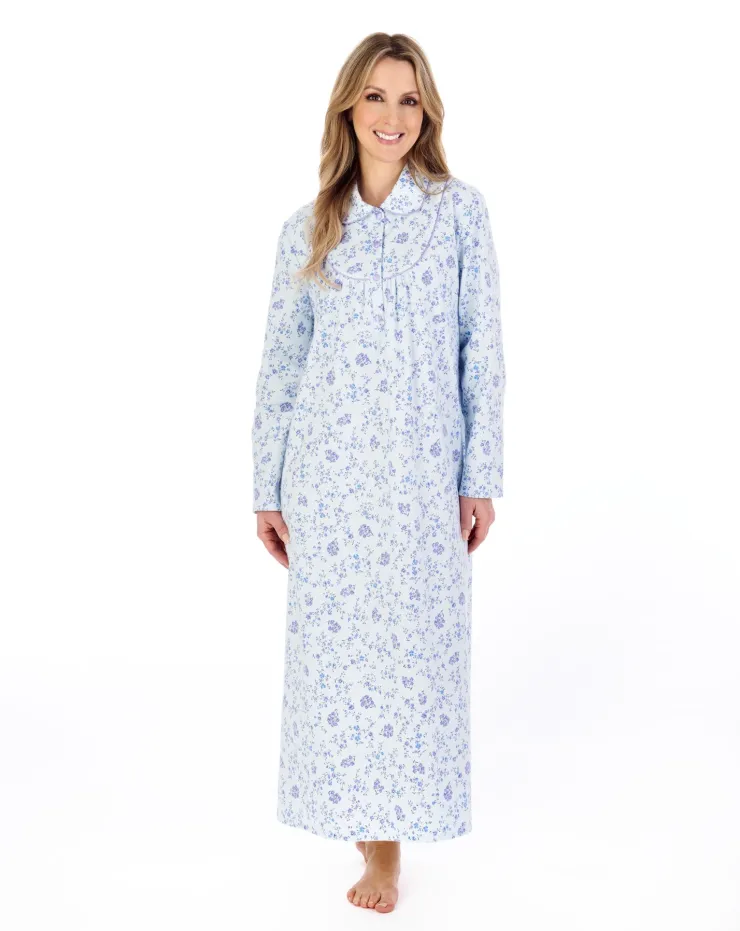 Floral Printed Luxury Flannel 51" Woven Nightdress ND04212