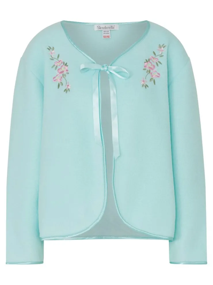 Embroidered Polar Fleece Ribbon Tie Bed Jacket BJ44600