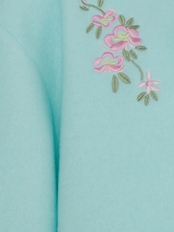 Embroidered Polar Fleece Ribbon Tie Bed Jacket BJ44600