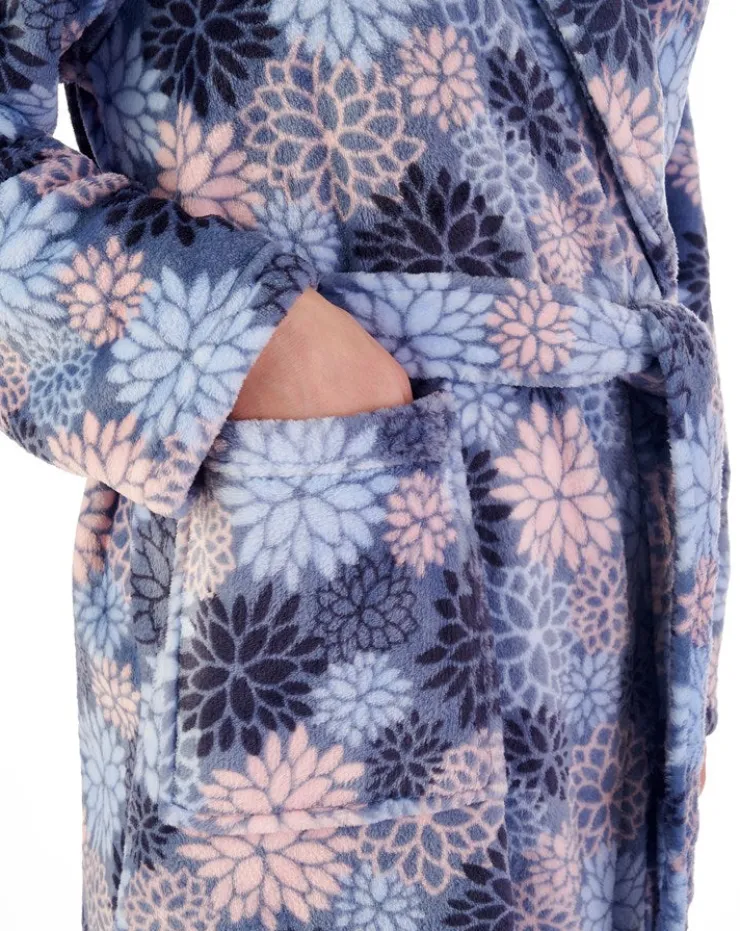 Bold Floral Flannel Fleece 46" Wrap Housecoat HC02313