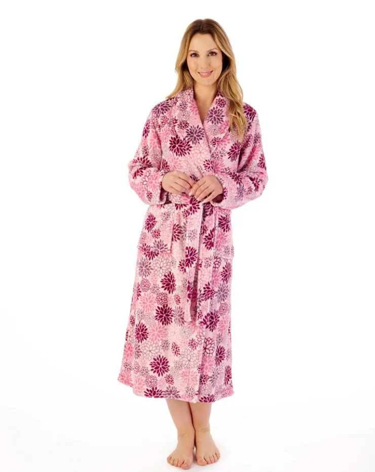 Bold Floral Flannel Fleece 46" Wrap Housecoat HC02313