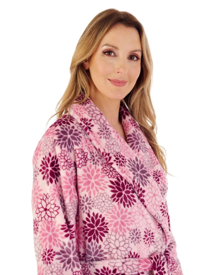Bold Floral Flannel Fleece 46" Wrap Housecoat HC02313