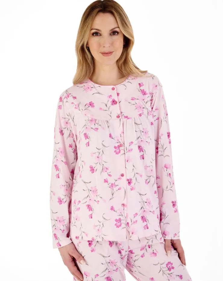 Floral Scroll Button Through Jersey Pyjama PJ88110