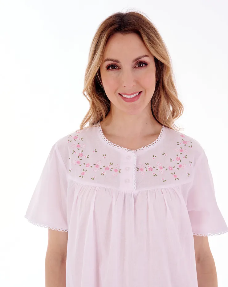 Embroidered Yoke 45" Woven Nightdress ND3270