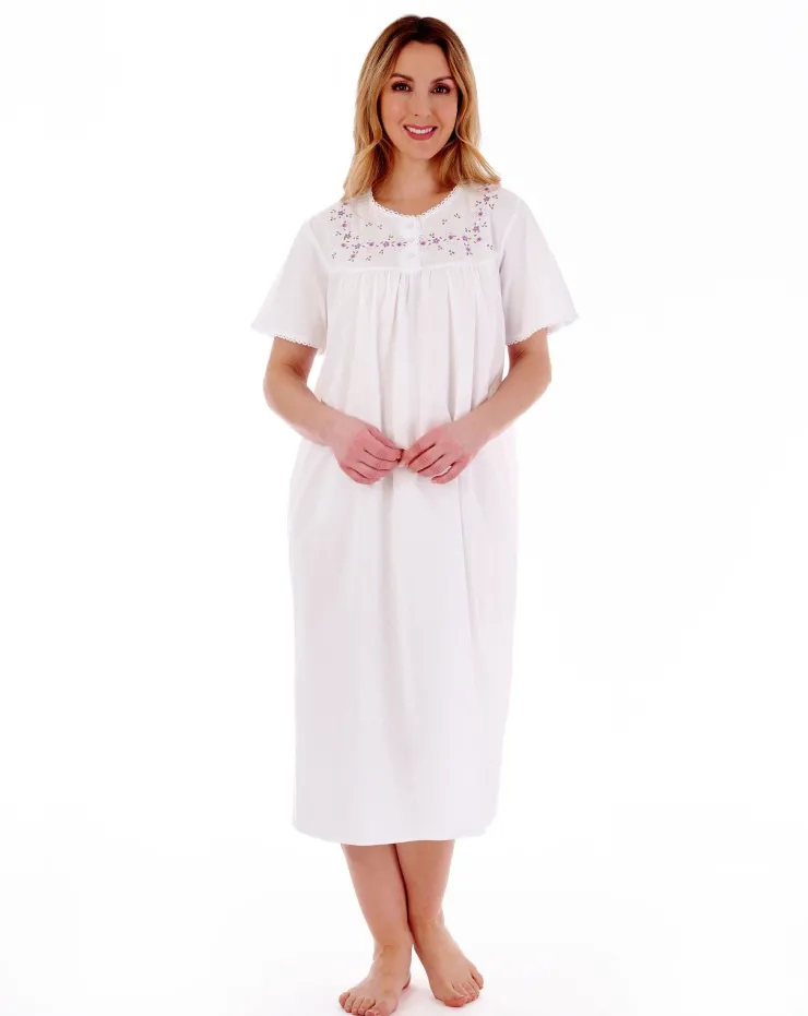 Embroidered Yoke 45" Woven Nightdress ND3270