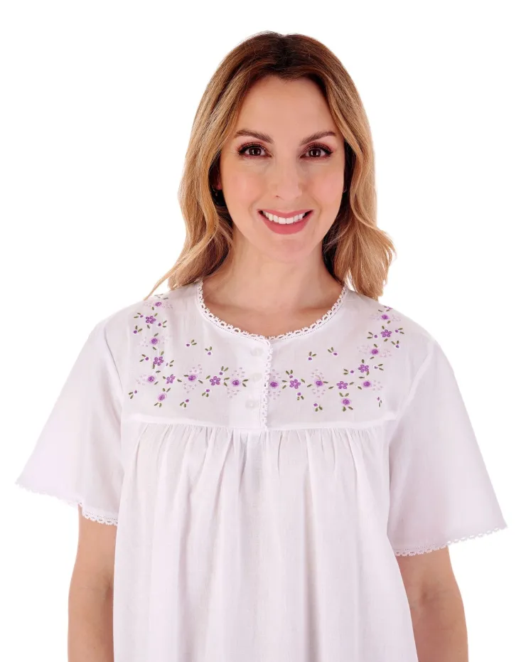 Embroidered Yoke 45" Woven Nightdress ND3270