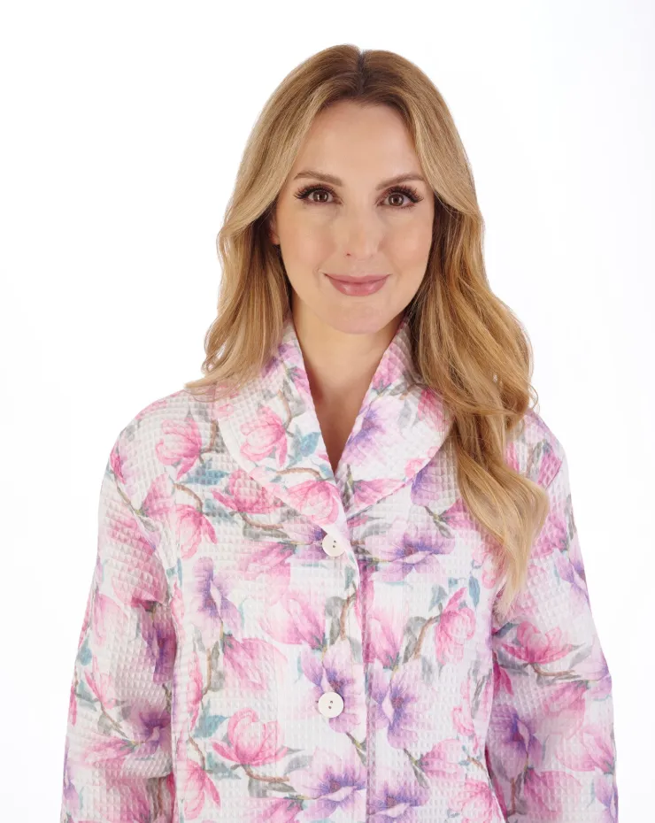 Printed Waffle 46" Button Through Housecoat HC05315