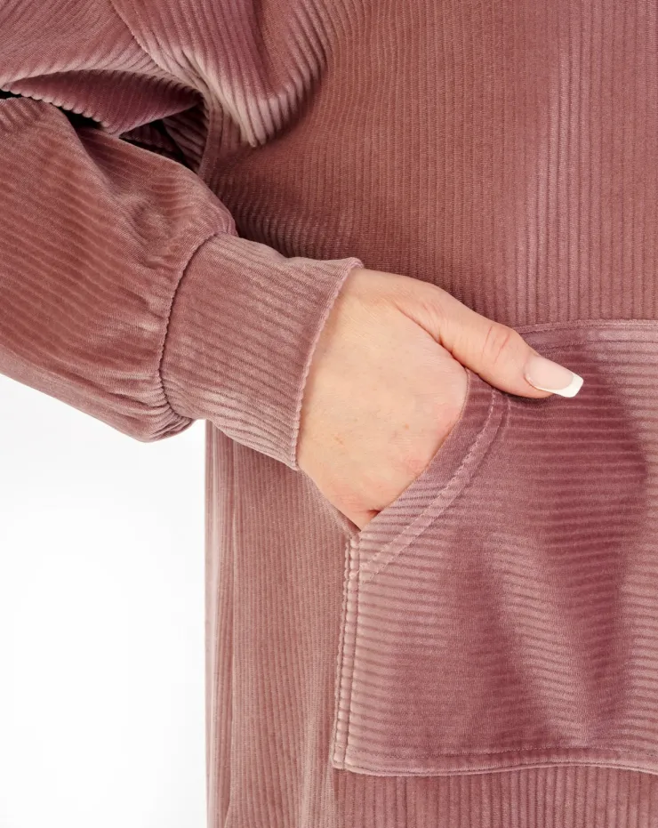 Lounge Velour Stripe 38" Hooded Nightdress GL06710