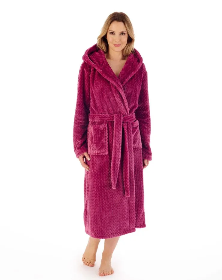Zig-Zag Pattern Fleece 46" Hooded Wrap Housecoat HC02319