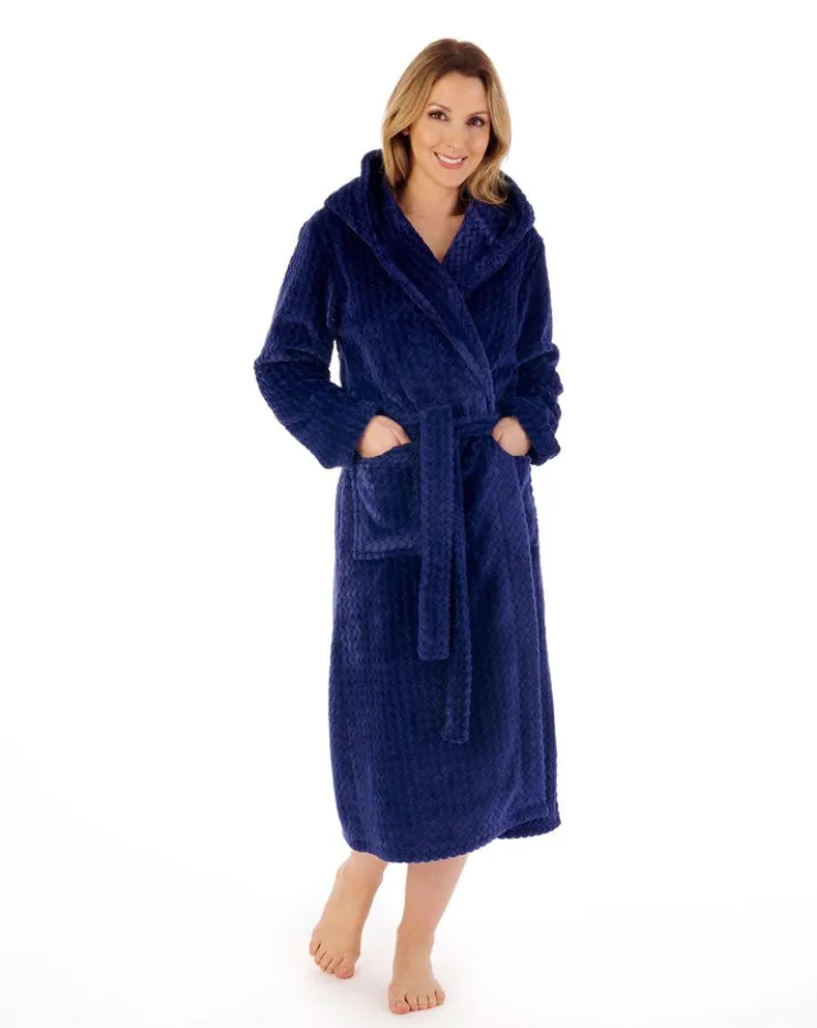 Zig-Zag Pattern Fleece 46" Hooded Wrap Housecoat HC02319