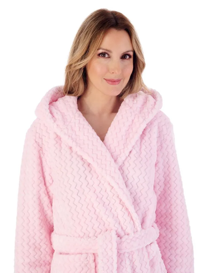 Zig-Zag Pattern Fleece 46" Hooded Wrap Housecoat HC02319