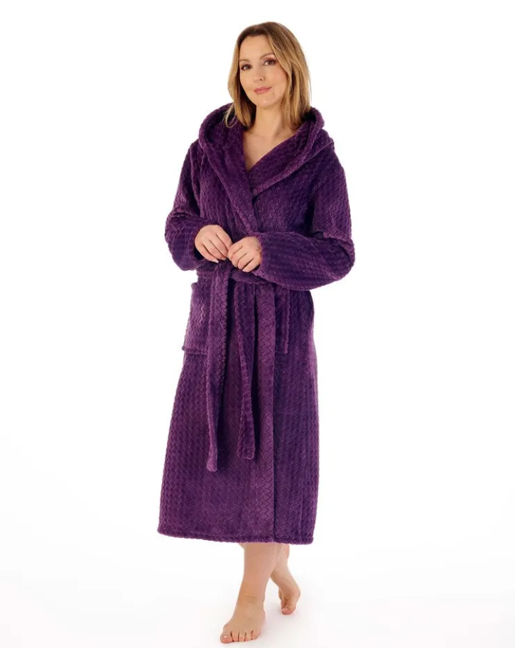 Zig-Zag Pattern Fleece 46" Hooded Wrap Housecoat HC02319