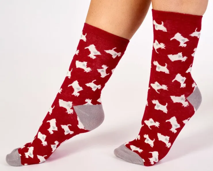 Scottie Dog and Heart Socks (2 Pair Pack) LS175