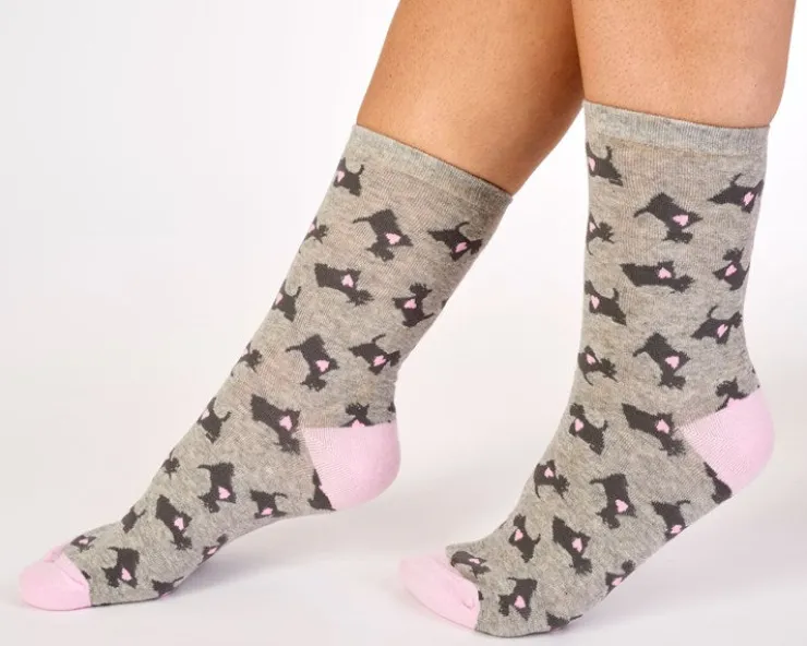 Scottie Dog and Heart Socks (2 Pair Pack) LS175