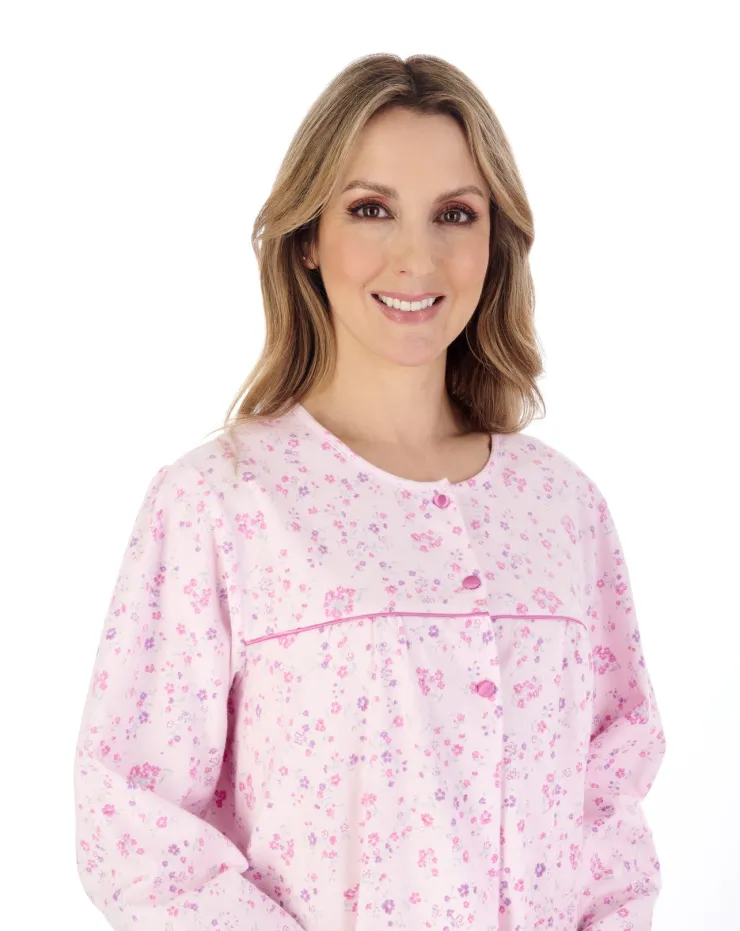 Floral Printed Luxury Flannel 43" Woven Nightdress ND04210