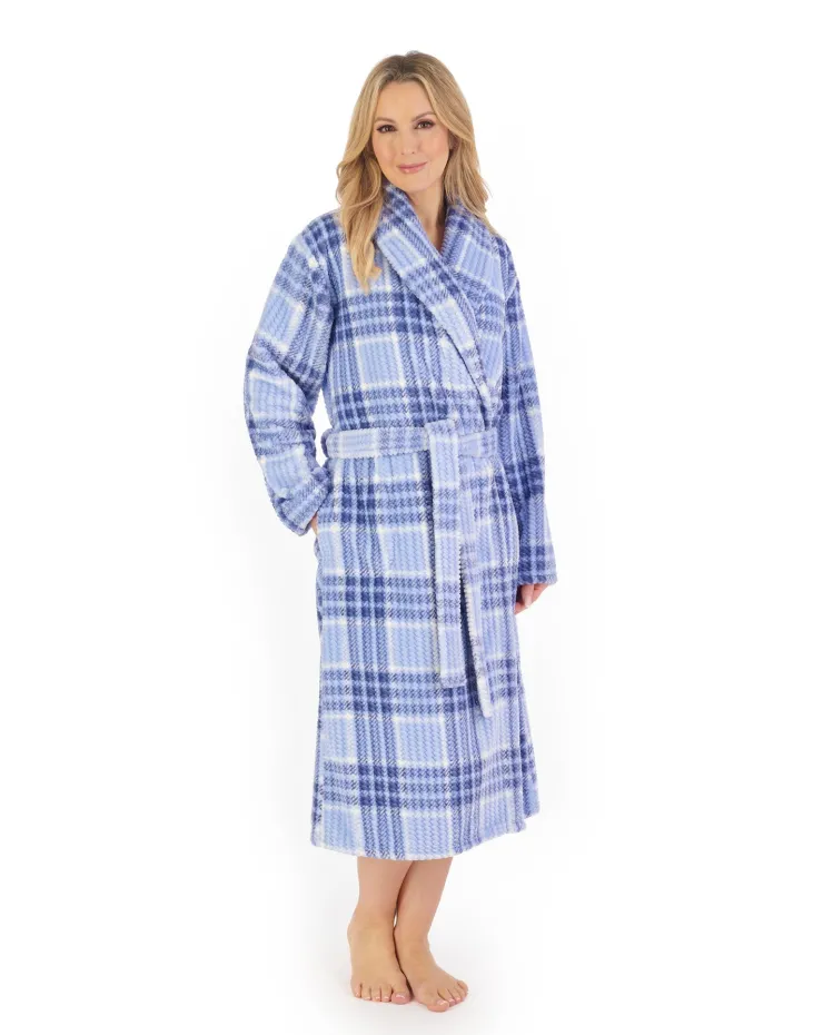 Check Print Waffle 46" Shawl Collar Wrap HC06332