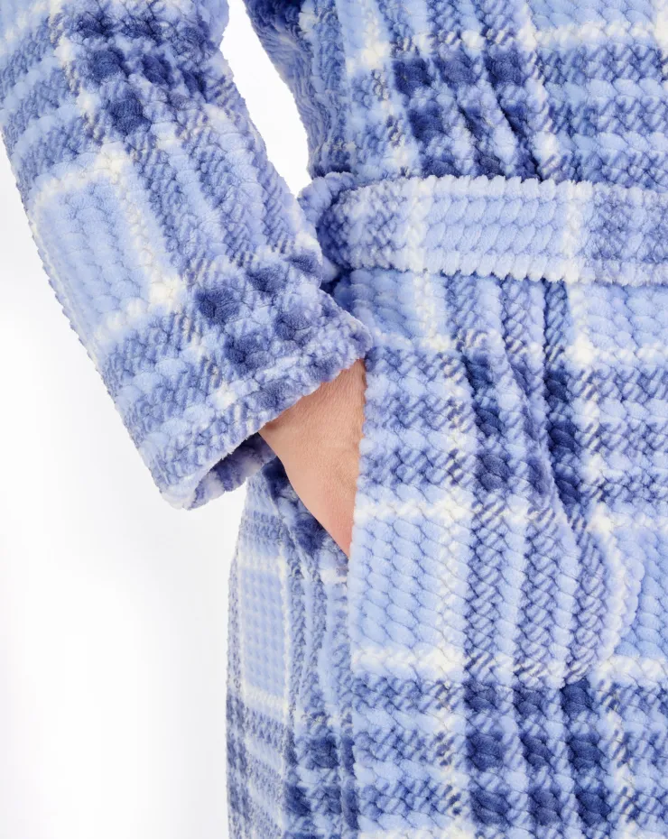 Check Print Waffle 46" Shawl Collar Wrap HC06332