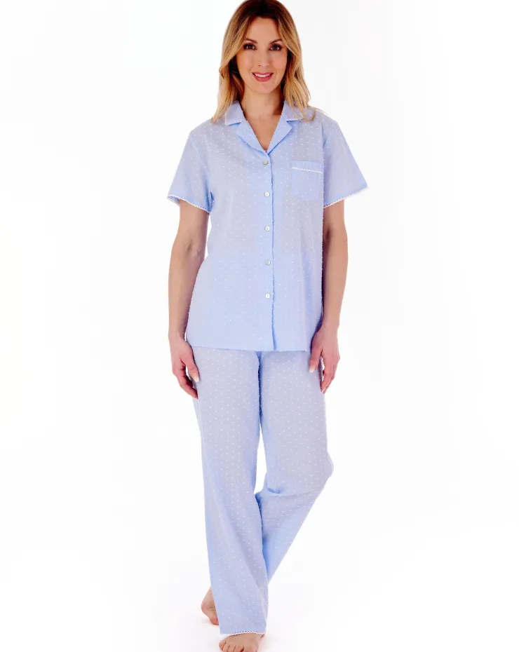 Dobby Dot Button Through Tailored Woven Pyjama PJ77234