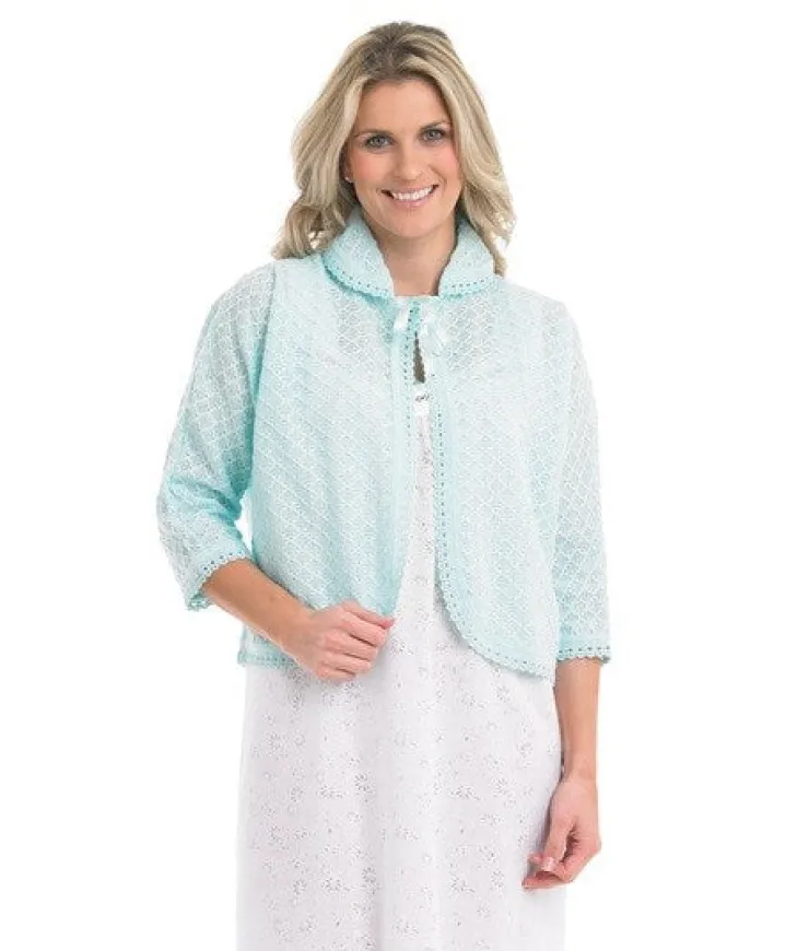 Fancy Knit Ribbon Tie Peter Pan Collar Bedjacket BJ44611