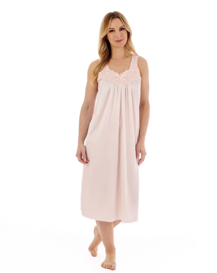 Knitted Satin Embroidered Trim 44" Nightdress ND55402