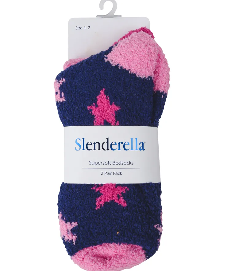 Multi Star & Solid Colour Bedsock (2 Pair Pack) BS173