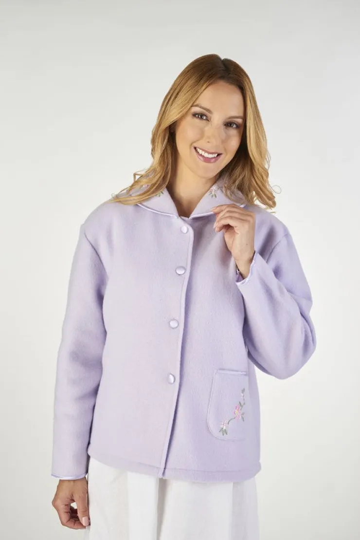 Embroidered Polar Fleece Collar Style Bed Jacket BJ44601