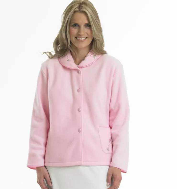 Embroidered Polar Fleece Collar Style Bed Jacket BJ44601