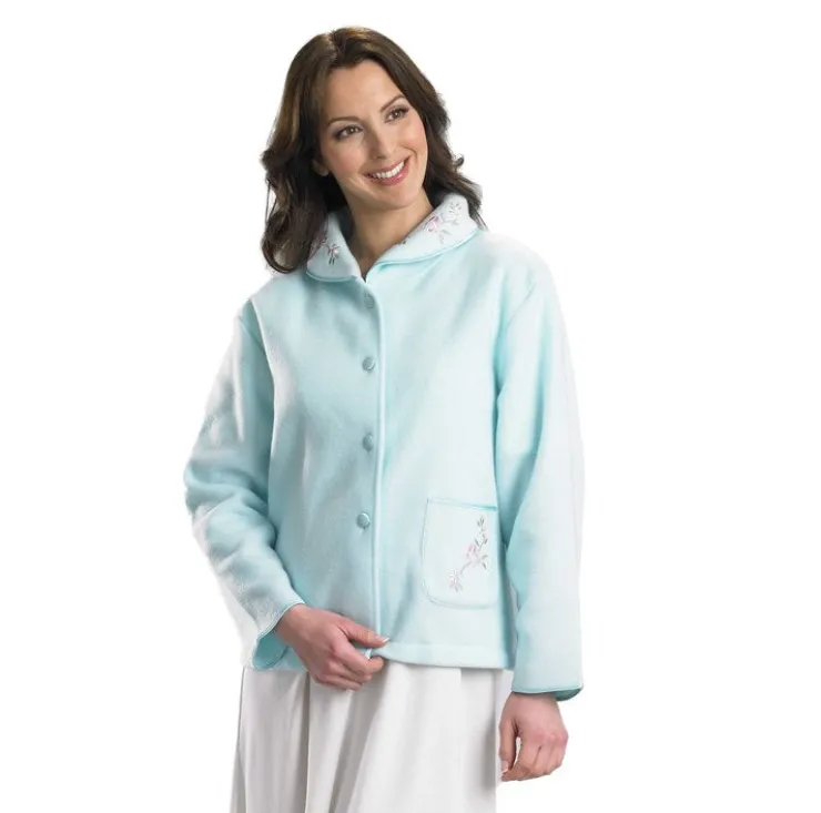 Embroidered Polar Fleece Collar Style Bed Jacket BJ44601