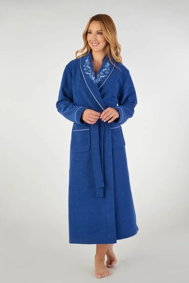 Embroidered Boucle Fleece 46" Wrap Housecoat HC2328