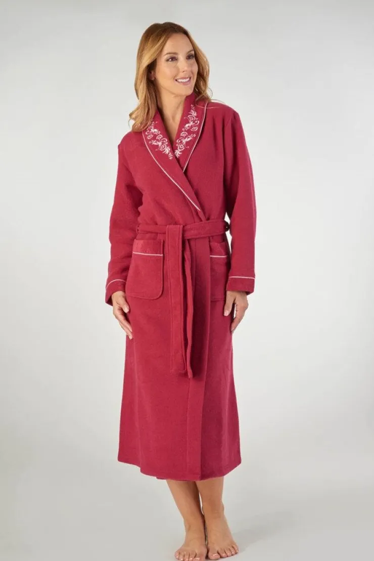 Embroidered Boucle Fleece 46" Wrap Housecoat HC2328