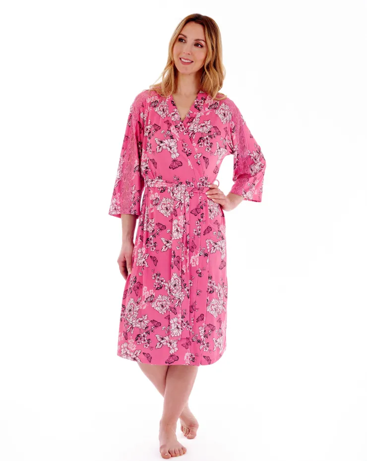 Supersoft Butterfly Floral Print 42" Kimono GL77704