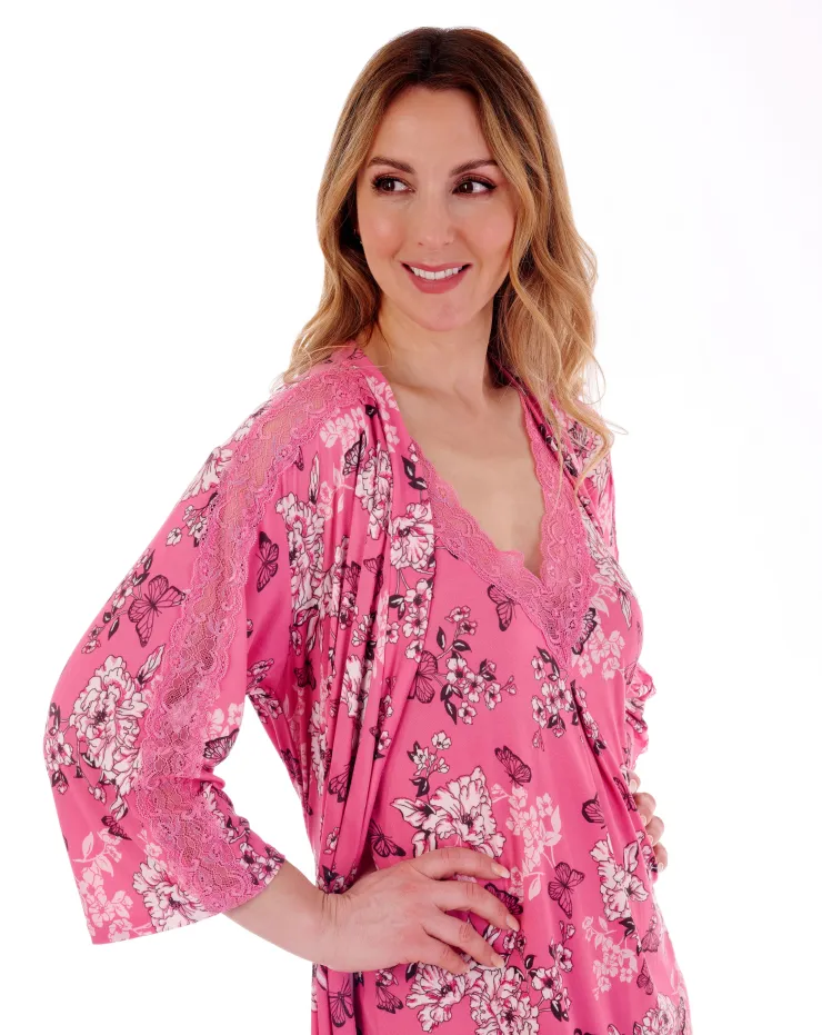 Supersoft Butterfly Floral Print 42" Kimono GL77704