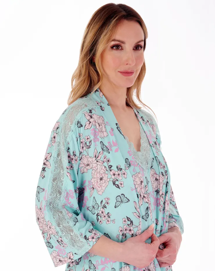 Supersoft Butterfly Floral Print 42" Kimono GL77704