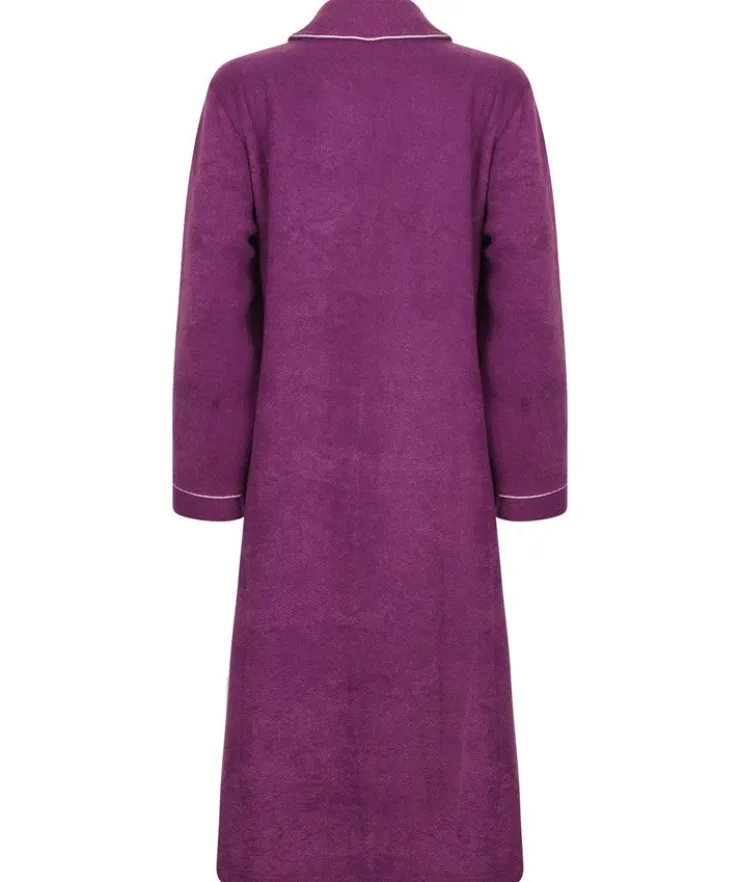 Embroidered Boucle Fleece 46" Zip Front Housecoat HC2327