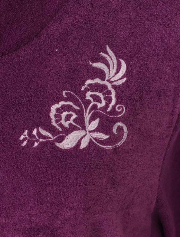 Embroidered Boucle Fleece 46" Zip Front Housecoat HC2327