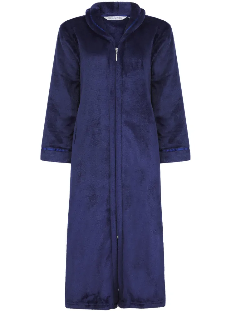 Luxury Flannel Fleece 46" Zip Through Housecoat HC2345