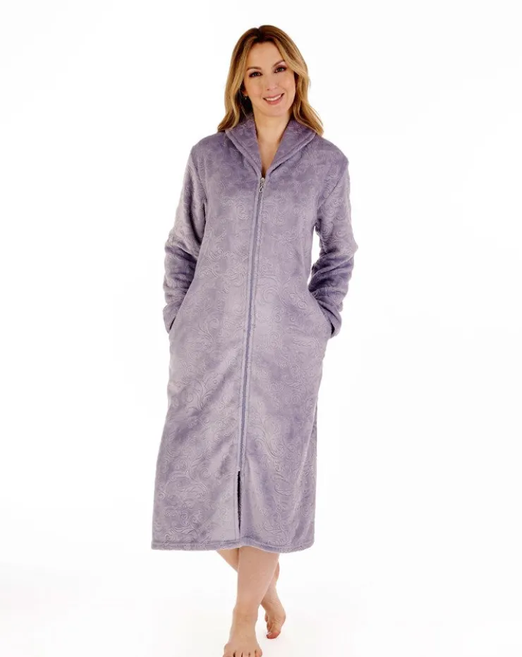 Embossed Pattern 46" Zip Through Housecoat HC88332