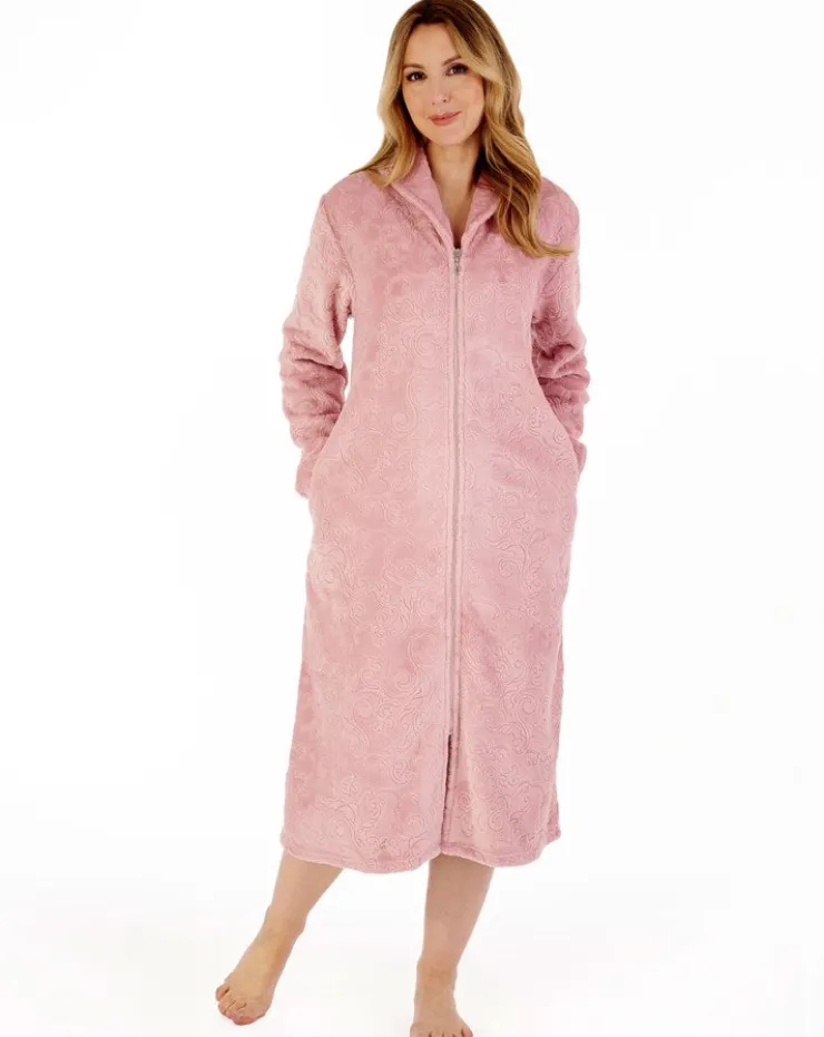 Embossed Pattern 46" Zip Through Housecoat HC88332