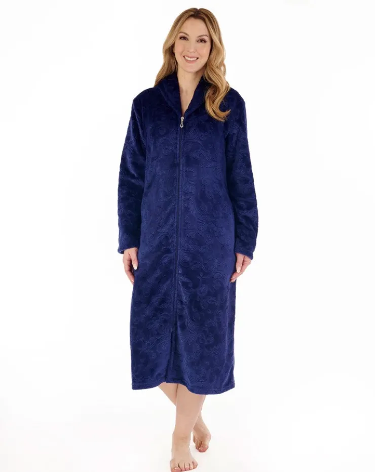 Embossed Pattern 46" Zip Through Housecoat HC88332