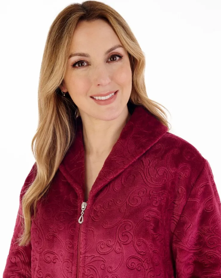 Embossed Pattern 46" Zip Through Housecoat HC88332