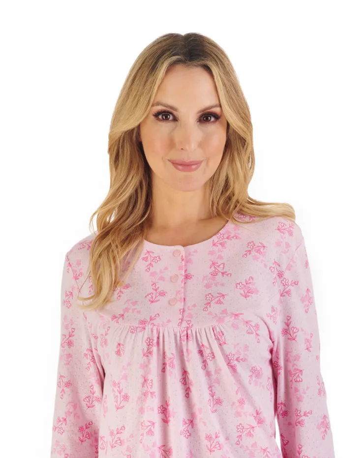 Floral Print 50" Jacquard Jersey Nightdress ND06108