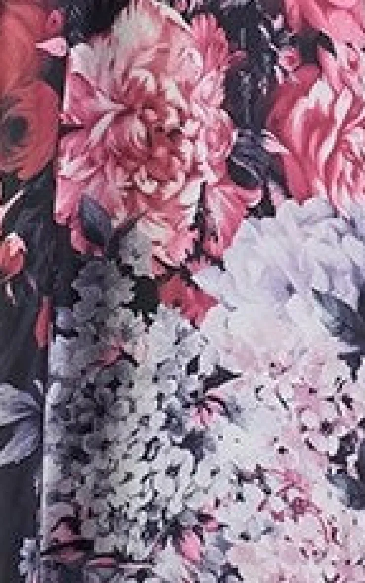 Animal Floral Print Satin 36" Chemise and 40" Wrap Set GL2785