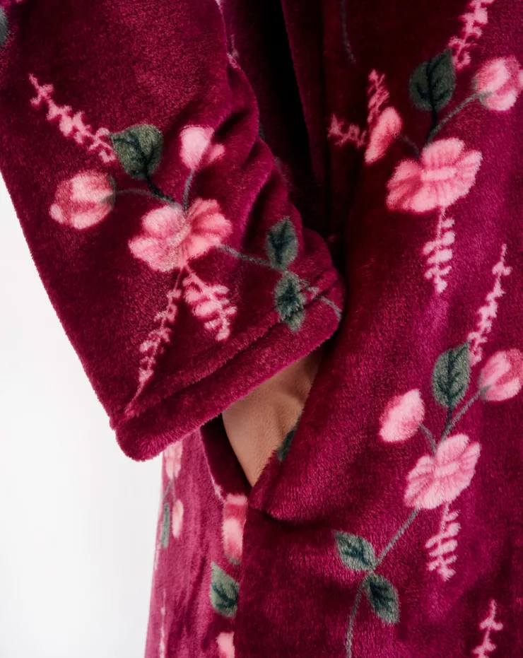 Floral Flannel Fleece 46" Zip Through Housecoat HC06312