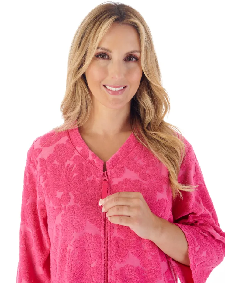 Floral Towelling 42" Zip Front Robe HC03311