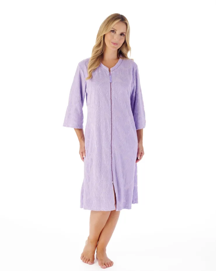Floral Towelling 42" Zip Front Robe HC03311
