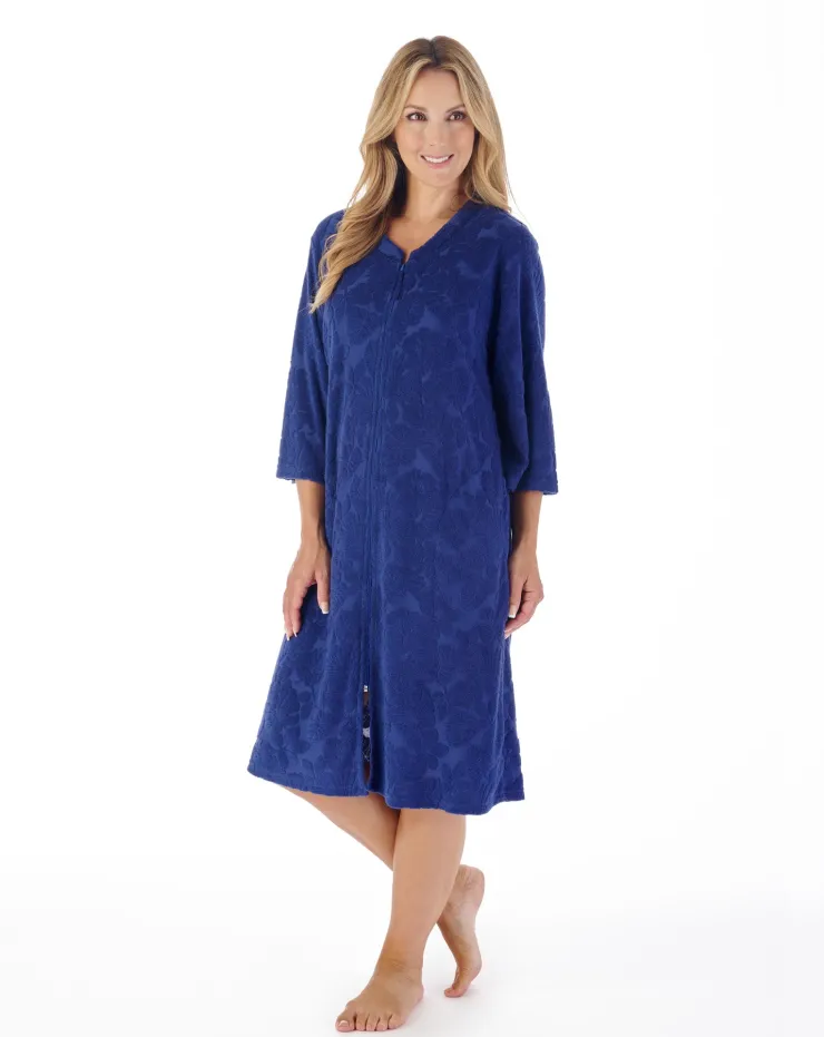 Floral Towelling 42" Zip Front Robe HC03311